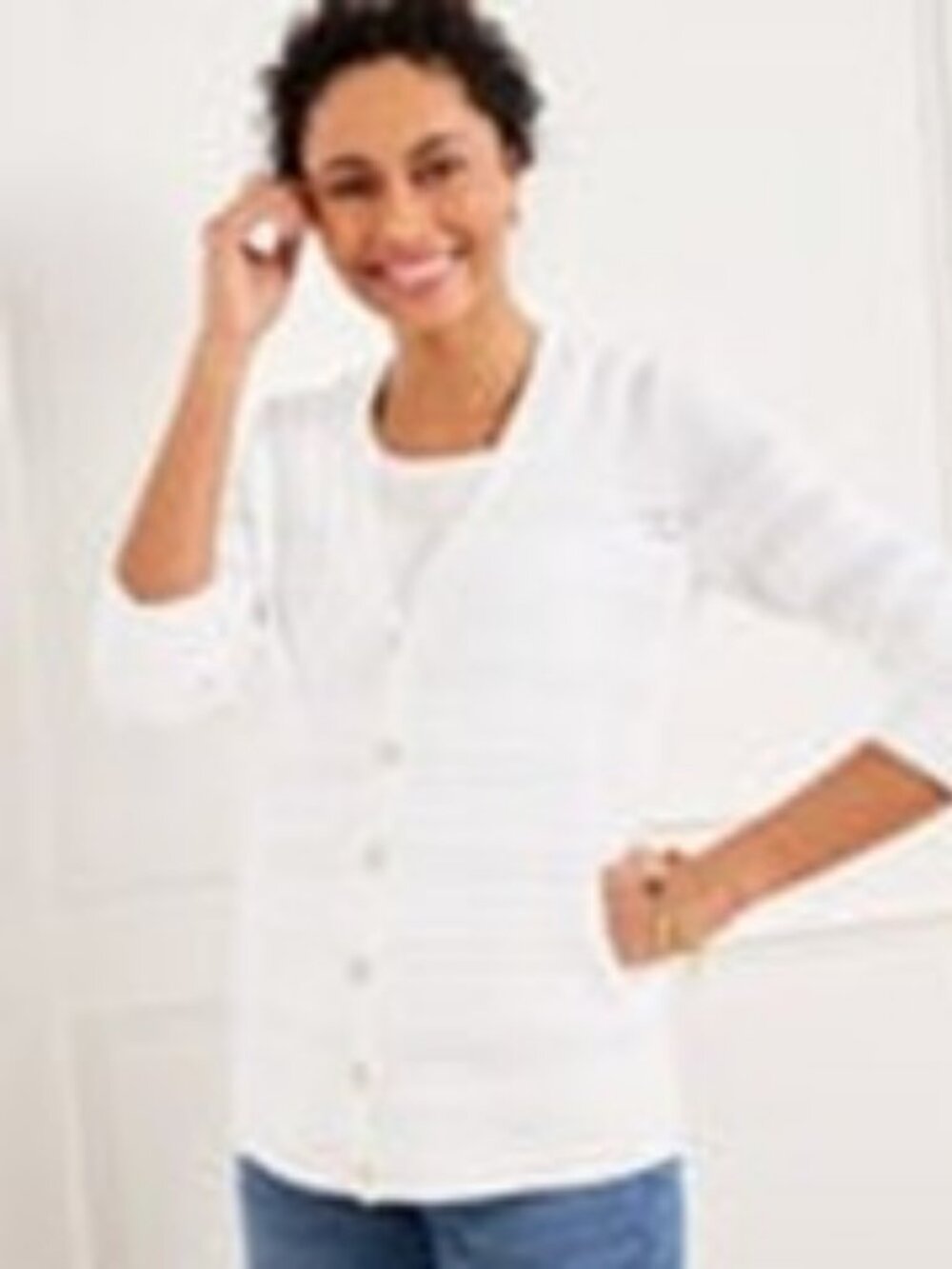 Talbot's V-Neck Pointelle Girlfriend Cardigan